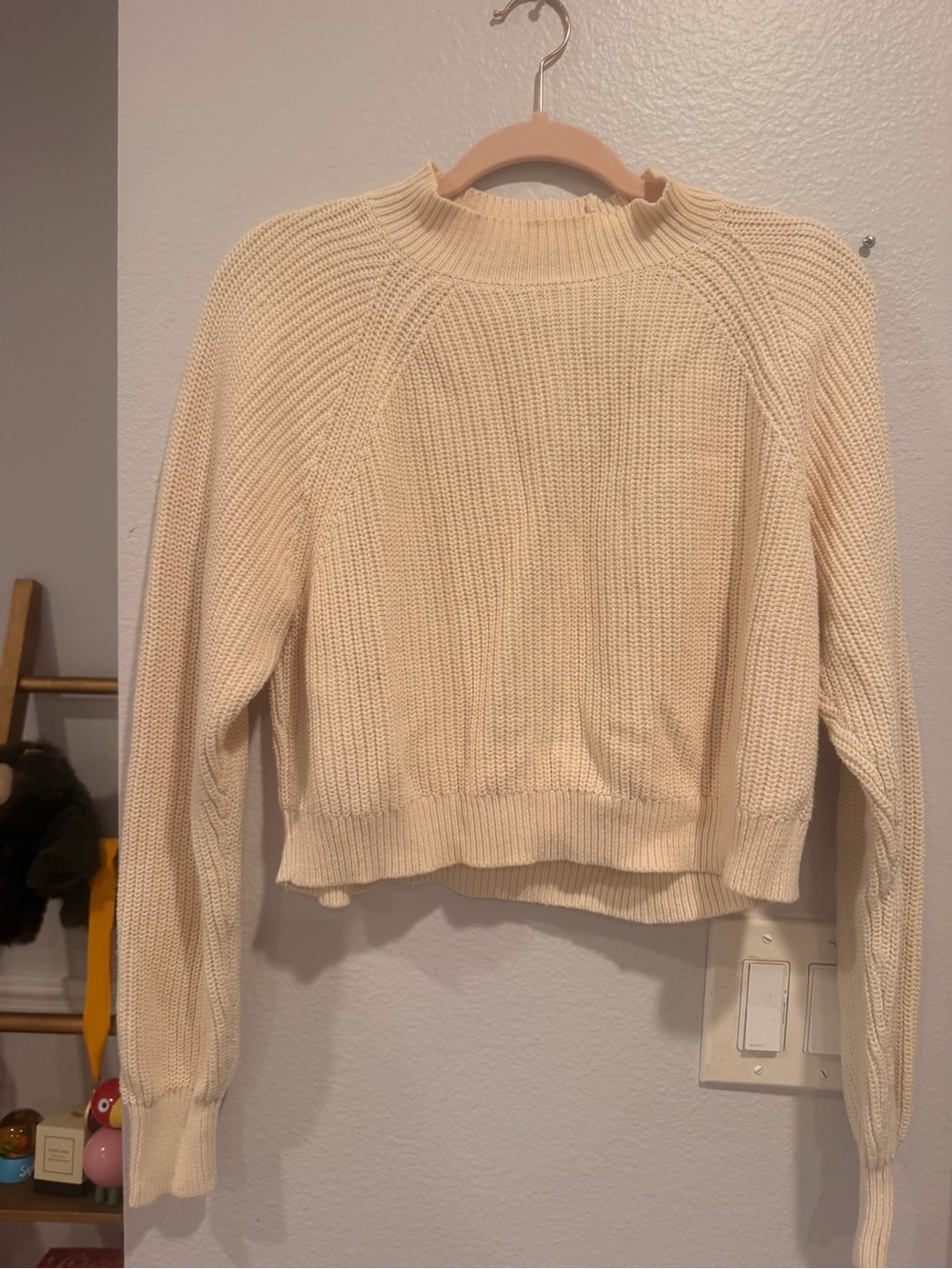 PacSun Cream Ribbed Mock Neck Sweater